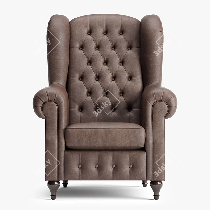 Vintage Leather Sherlock Armchair 3D model image 9