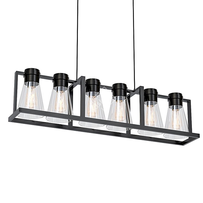Sleek Black Kitchen Island Pendant 3D model image 1