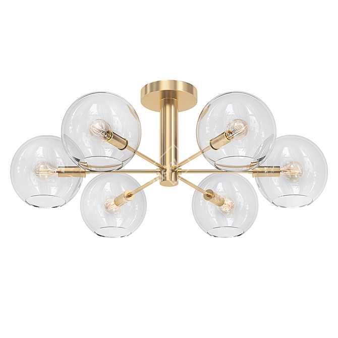 Modern Brass Ceiling Light 3D model image 1