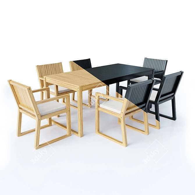 Sleek and Stylish Garden Dining Set 3D model image 2