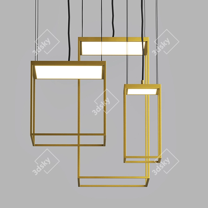 Elegant LED Metal Pendant Lamp 3D model image 2