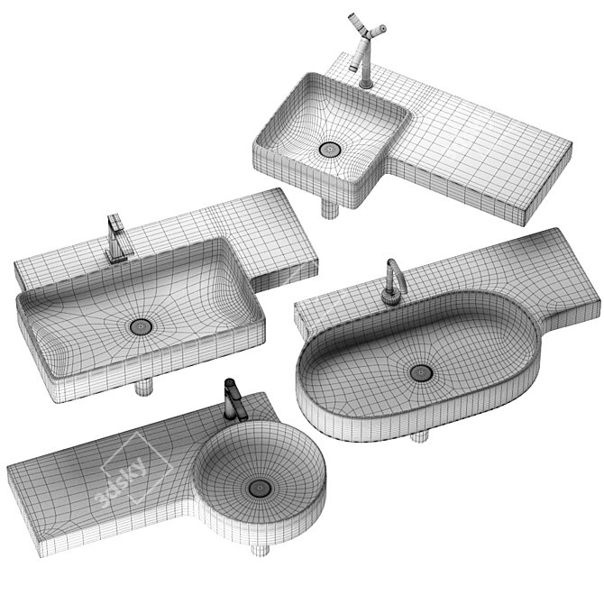 Elegant Simas Flow Sink Collection 3D model image 3