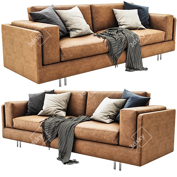 Modern Mama Leather Sofa 3D model image 8