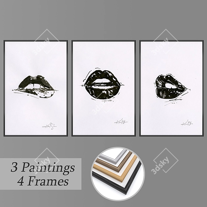 Elegant Wall Art Set No.1875 3D model image 1