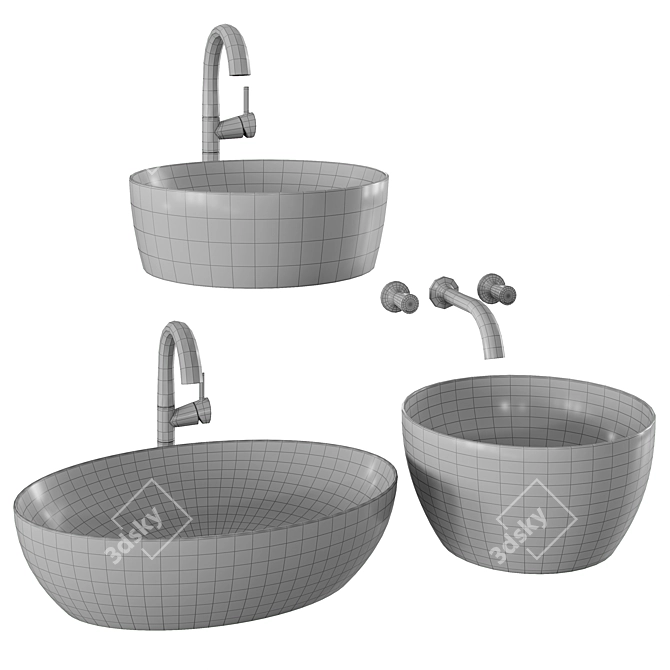 Colorful GSI Washbasin Set 3D model image 3