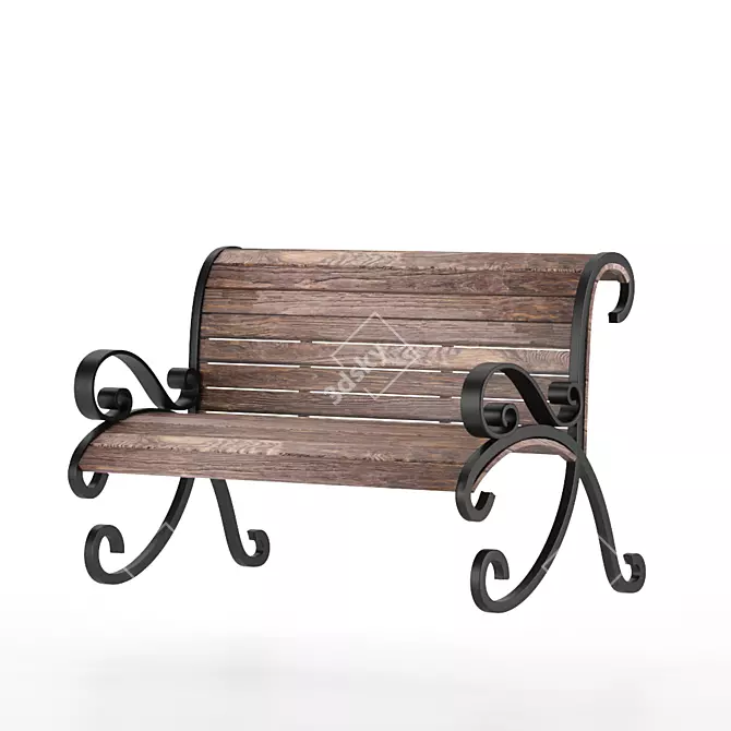 Modern Outdoor Bench 3D Model 3D model image 1