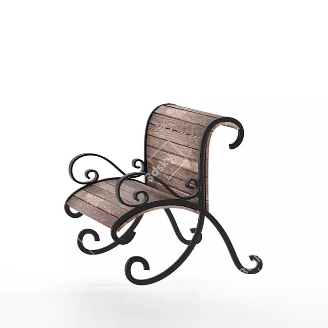 Modern Outdoor Bench 3D Model 3D model image 2