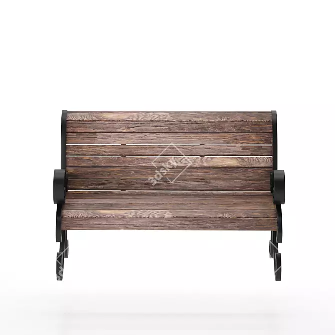 Modern Outdoor Bench 3D Model 3D model image 3