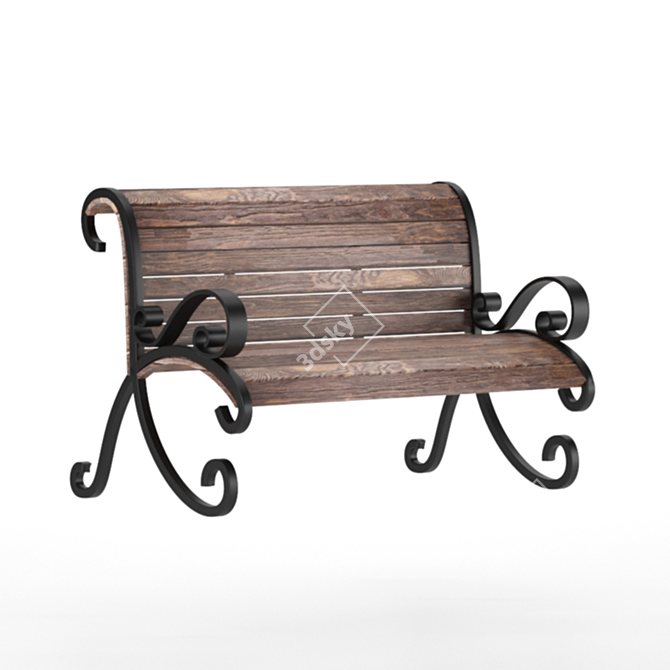 Modern Outdoor Bench 3D Model 3D model image 4