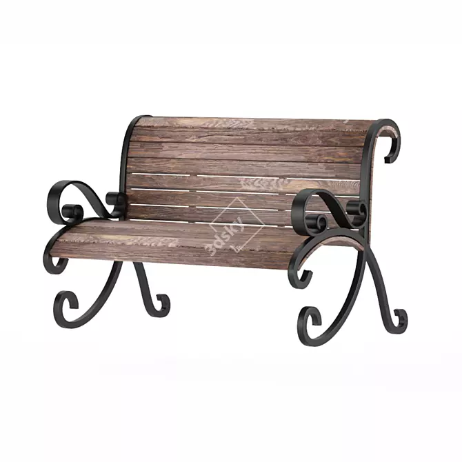 Modern Outdoor Bench 3D Model 3D model image 5
