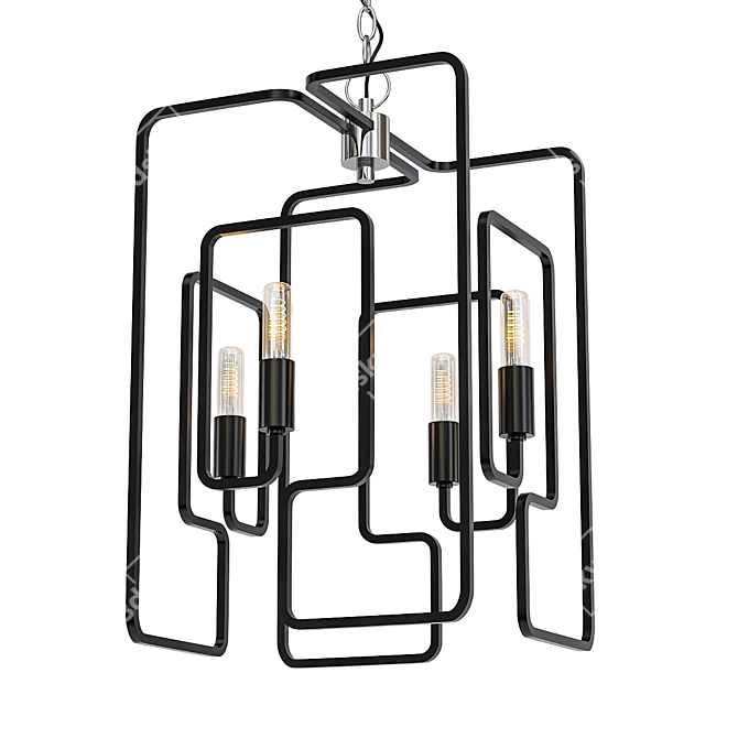 Silverado & Black Rectangulo Pendant 3D model image 1