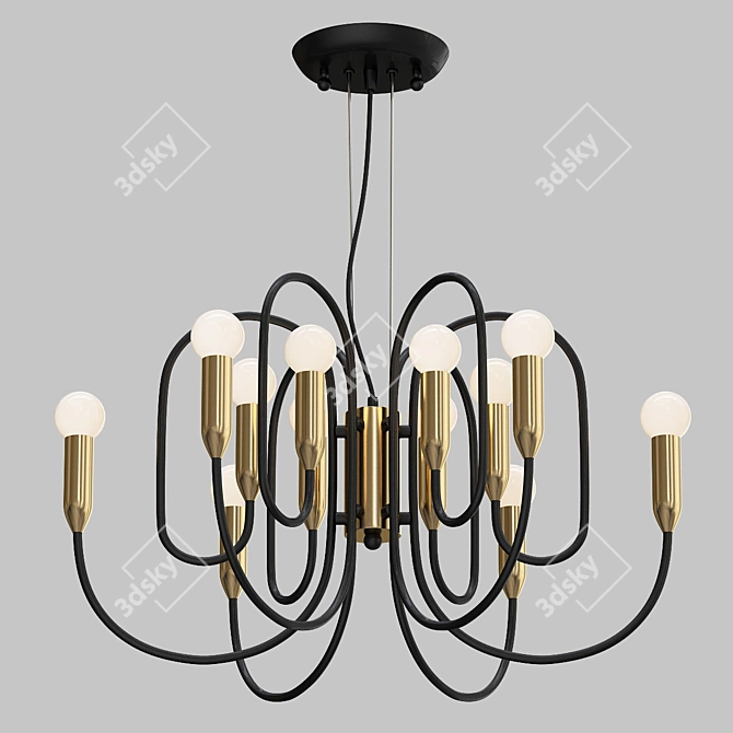 Elegant 12-Light Pendant Chandelier 3D model image 1