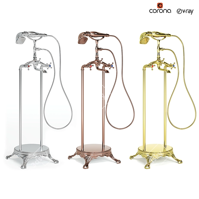 Elegant Metal Floor Stand Faucet 3D model image 1