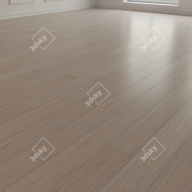 Title: Authentic Oak Parquet Flooring 3D model image 2