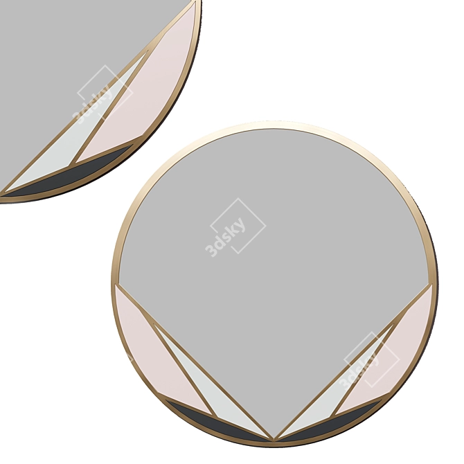 Elegant Deco Brass Mirror 3D model image 2