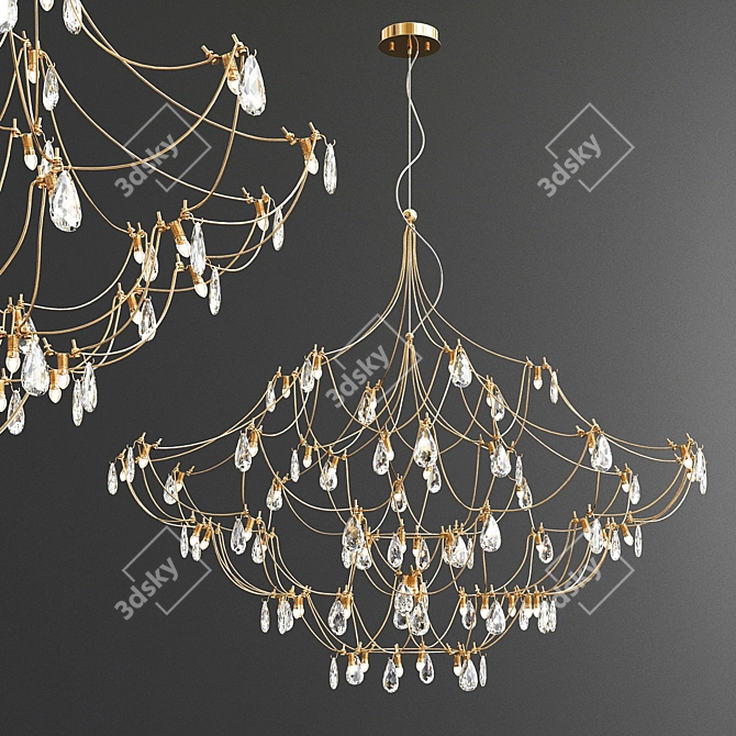 Exquisite Chandelier Collection: Crystal Galaxy, Serip Aqua, Willow, Waterfall 3D model image 5