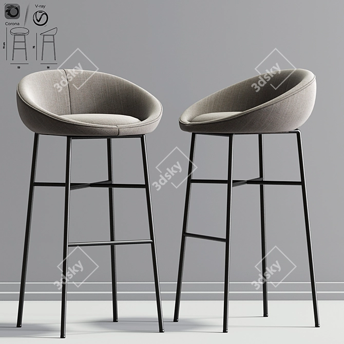 Floral Elegance: Bloom Bar Stool 3D model image 1