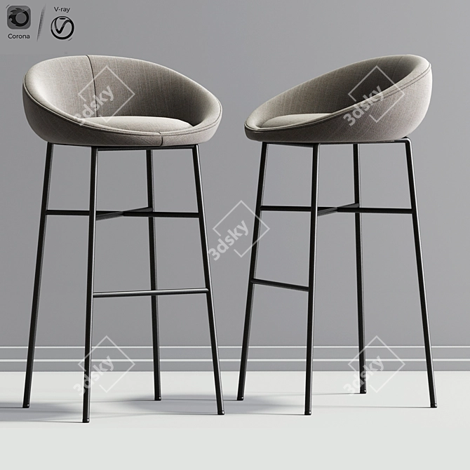 Floral Elegance: Bloom Bar Stool 3D model image 3