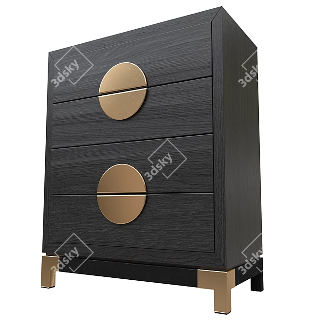 Golden Touch Art Deco Bedside 3D model image 1