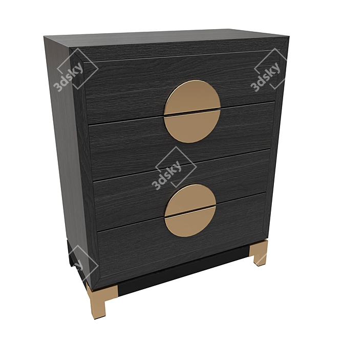 Golden Touch Art Deco Bedside 3D model image 2