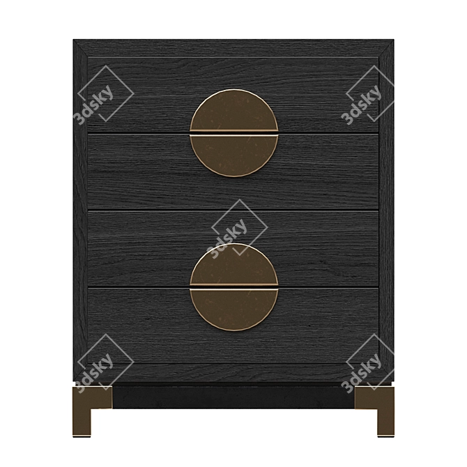 Golden Touch Art Deco Bedside 3D model image 3