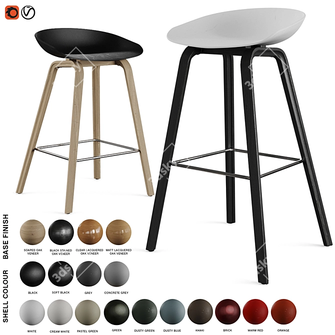 Adjustable Hay Barstool & Counter Stool 3D model image 7