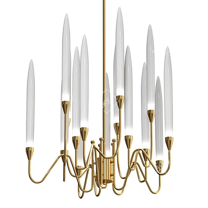 Modern Candle-shaped LED Chandelier 3D model image 1