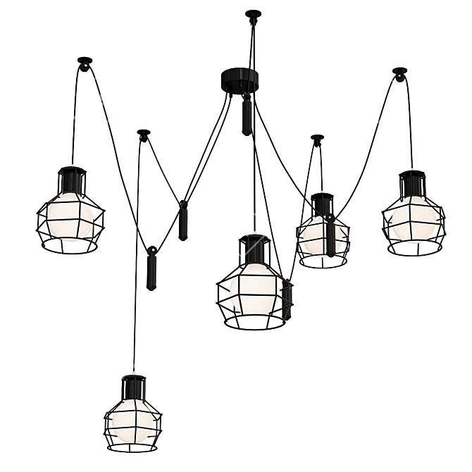 Industrial Loft Edison Chandelier 3D model image 1