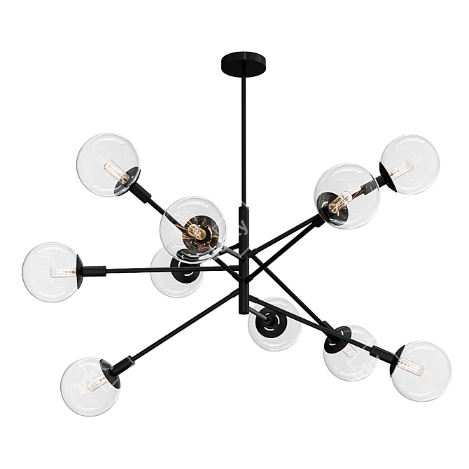Sleek Orb Pendant with 10 Lights 3D model image 1