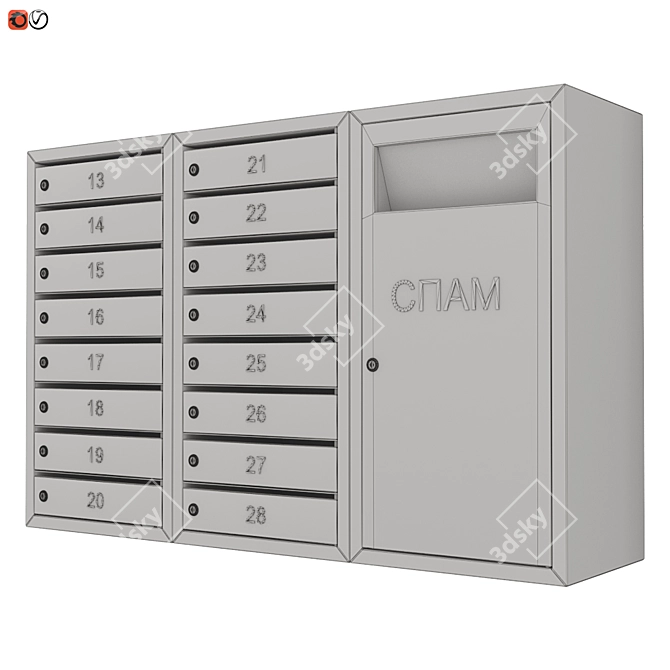 Wall-mounted Mailbox, Perfect for Foyer or Entrance 3D model image 2