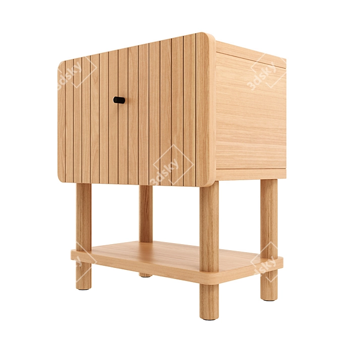 Sleek Oak Bedside Table 3D model image 2