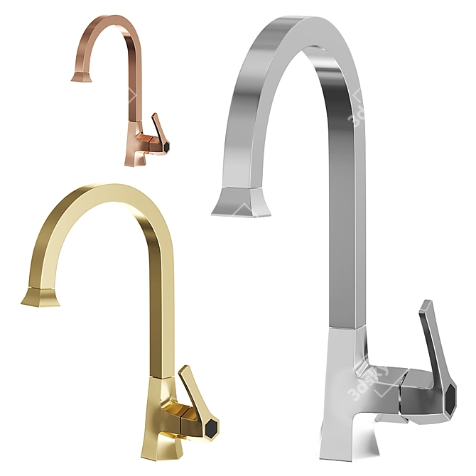 Elegant Single Lever Washbasin Mixer 3D model image 1