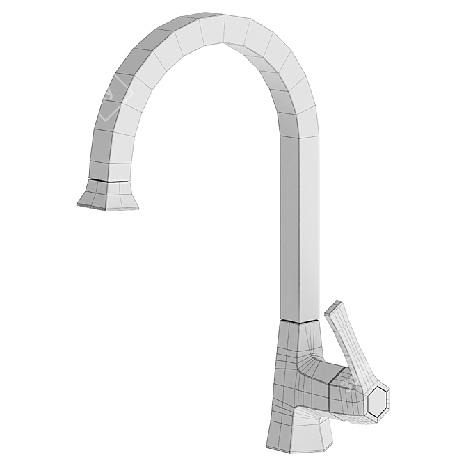 Elegant Single Lever Washbasin Mixer 3D model image 2
