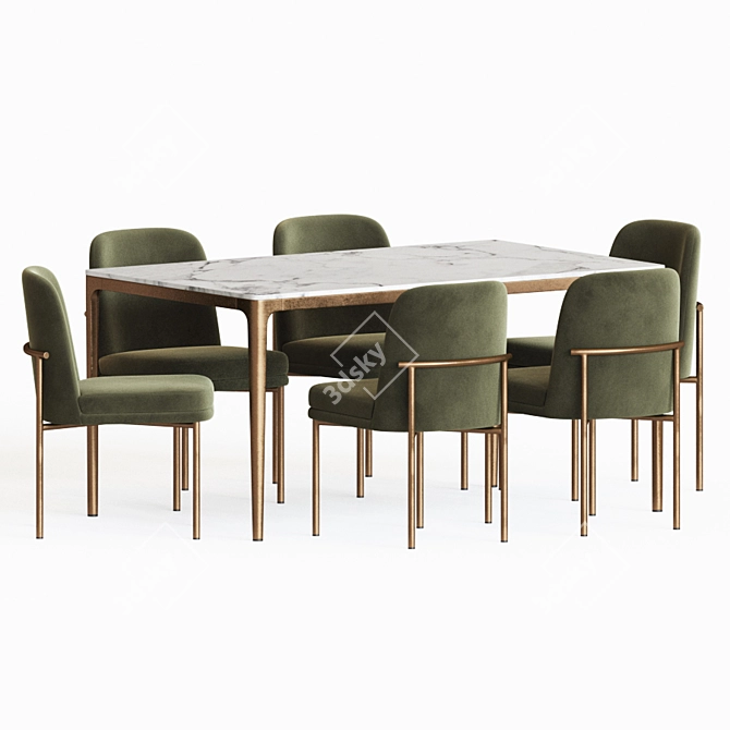 Modern Metal Dining Set 3D model image 2