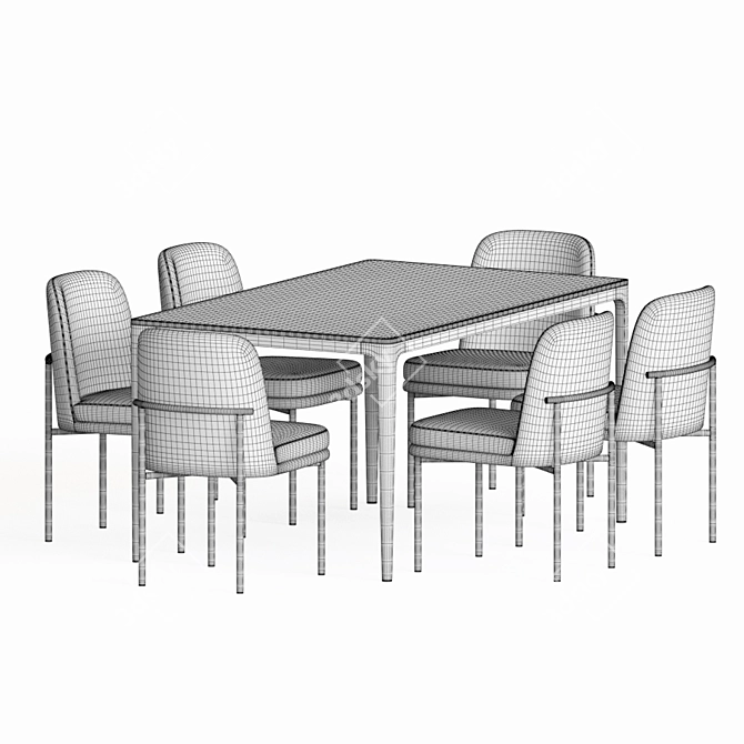 Modern Metal Dining Set 3D model image 4
