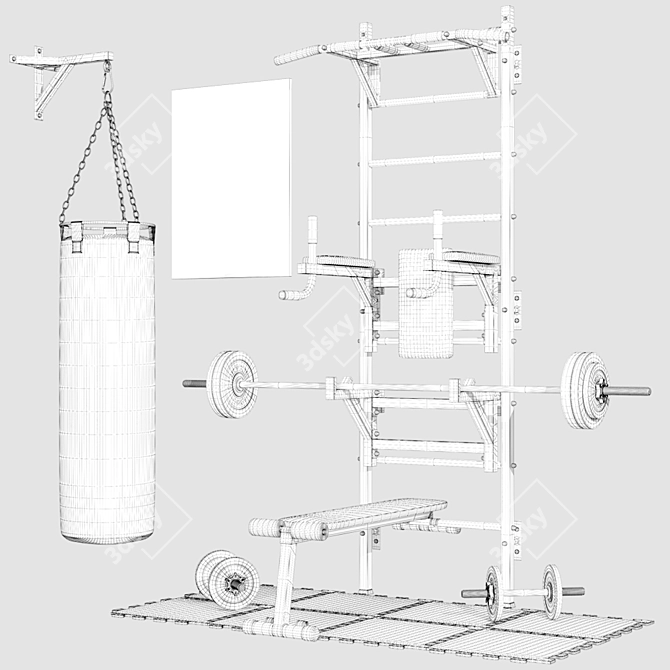 Oval Swedish Wall No. 12: Versatile Home Gym 3D model image 3