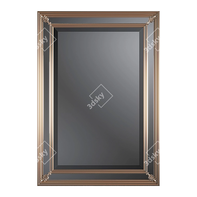 Elegant Gold Frame Mirror 3D model image 1