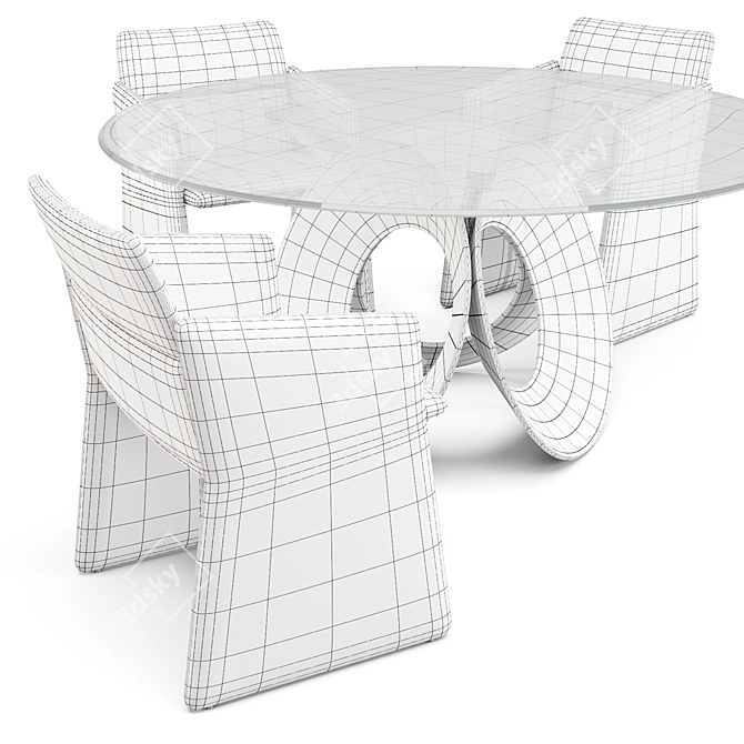 Modern Italian Dining Set: Oracle Table & Aura Chairs 3D model image 5