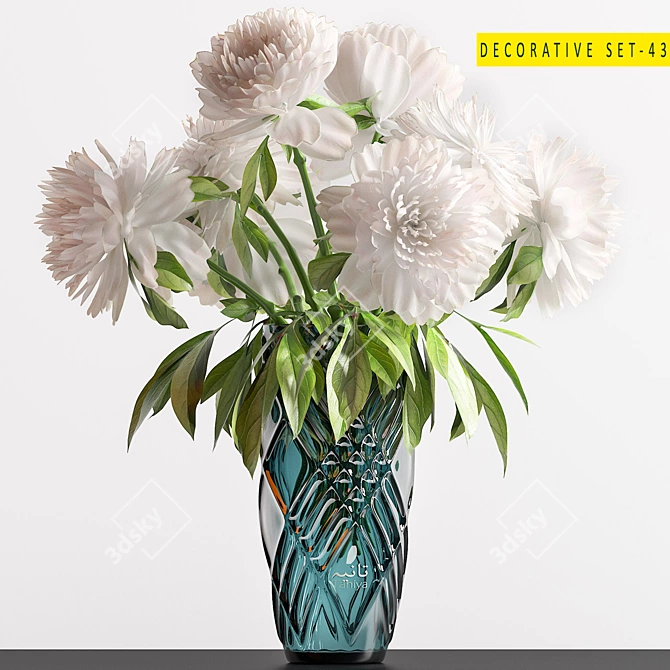 Peony Trio Decorative Set 3D model image 3