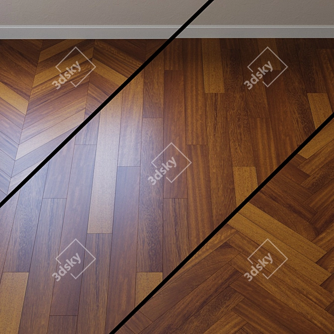 Upofloor Iroko Parquet: Timeless Herringbone Flounder 3D model image 1