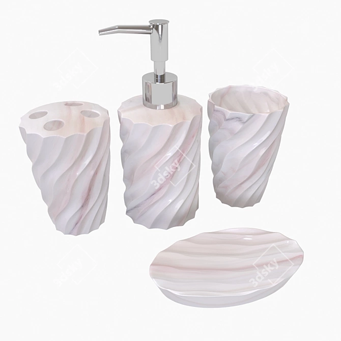 Elegant 4-Piece Pink Bathroom Set 3D model image 3