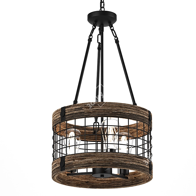 Rustic Wood Chandelier | Vintage-inspired Lighting 3D model image 1