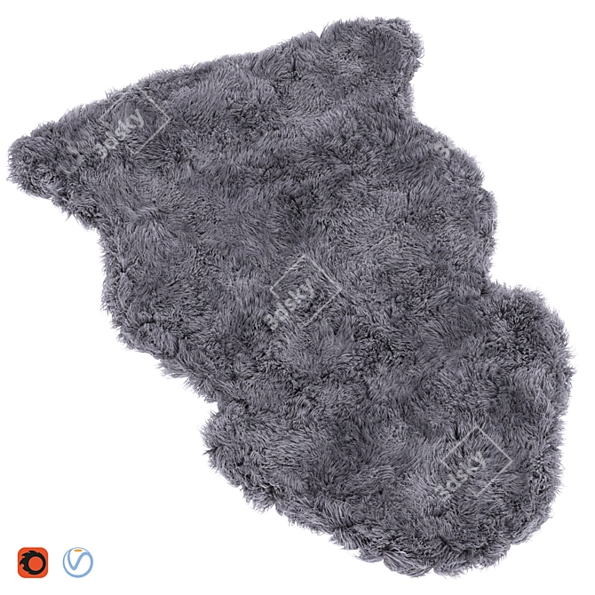 Modern Dark Gray Shag Rug 3D model image 1