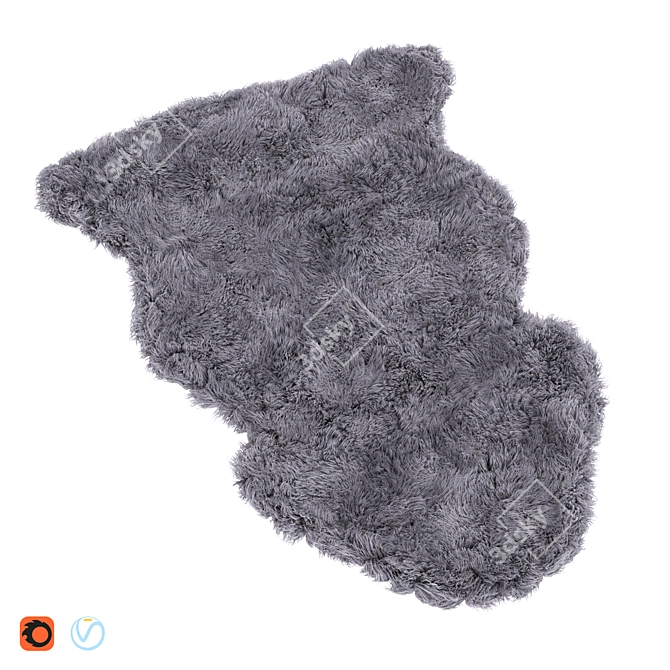 Modern Dark Gray Shag Rug 3D model image 6