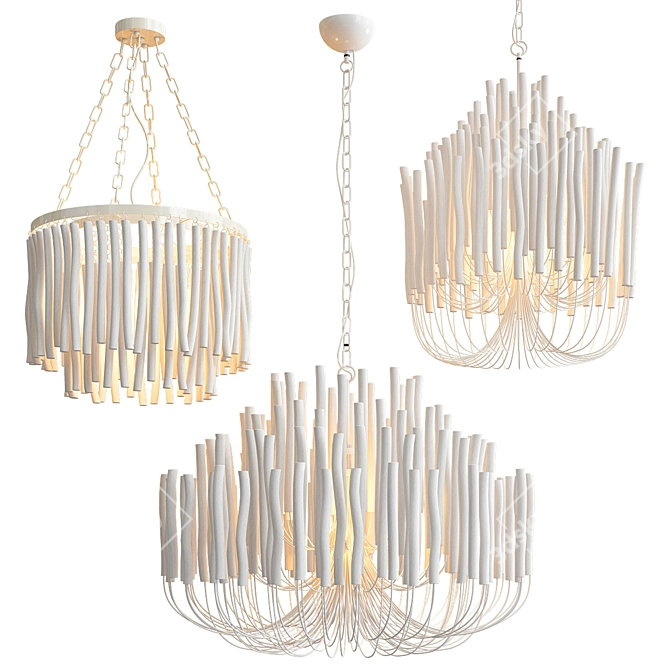 Elegant Tilda Chandeliers - 3 Types 3D model image 3