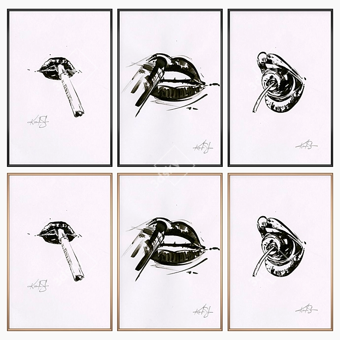 Abstract Wall Art Set 1937 3D model image 2