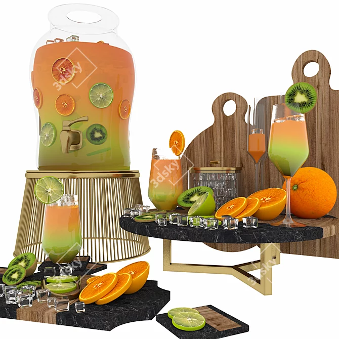 Title: Refreshing Set: Drink & Fruit 3D model image 2