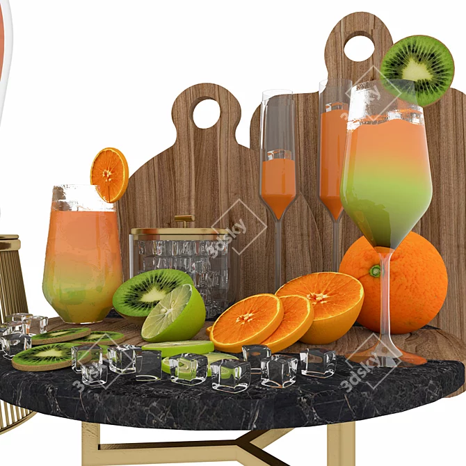 Title: Refreshing Set: Drink & Fruit 3D model image 4