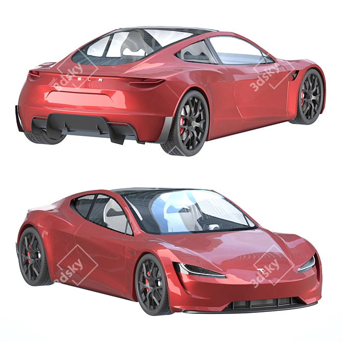 Experience the Futuristic TESLA Roadster 3D model image 1