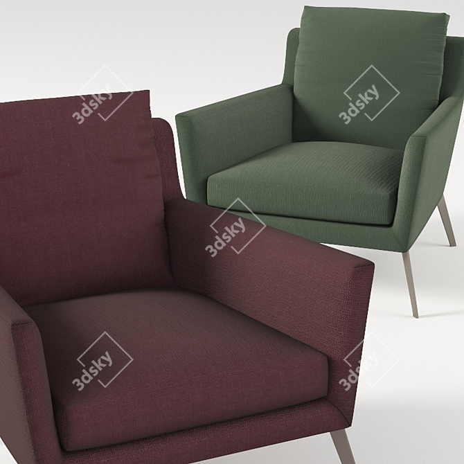 Sleek Contemporary Armchair: Ava 3D model image 2